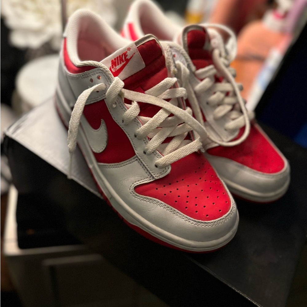 Sold Nike Red and White Women's Sneakers